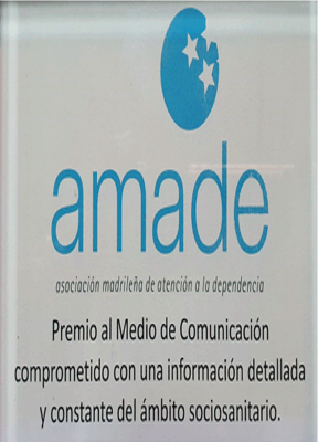 Premio AMADE de la Asociación Madrileña de Atención a la Dependencia. Reconocimiento del sector de residencias de ancianos.
